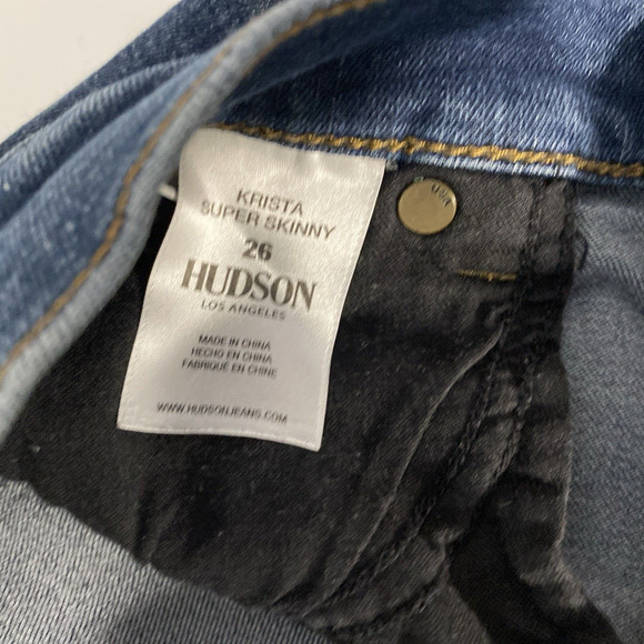 HUDSON Krista Super Skinny Jeans Dark Wash Blue Distressed 26 NW4072ZFA - Picture 6 of 8